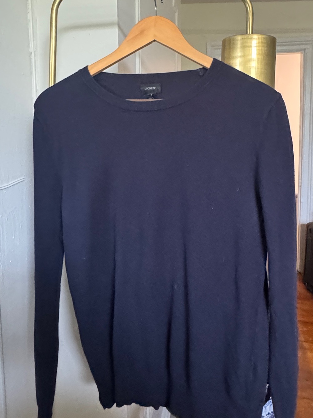 J.Crew Cotton Cashmere Crewneck Sweater Mens Small Navy Blue Lightweight Knit